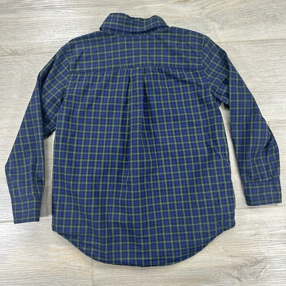 Ralph Lauren Boys 5 Navy Blue Tartan Button Down Christmas‎ Holiday Cotton